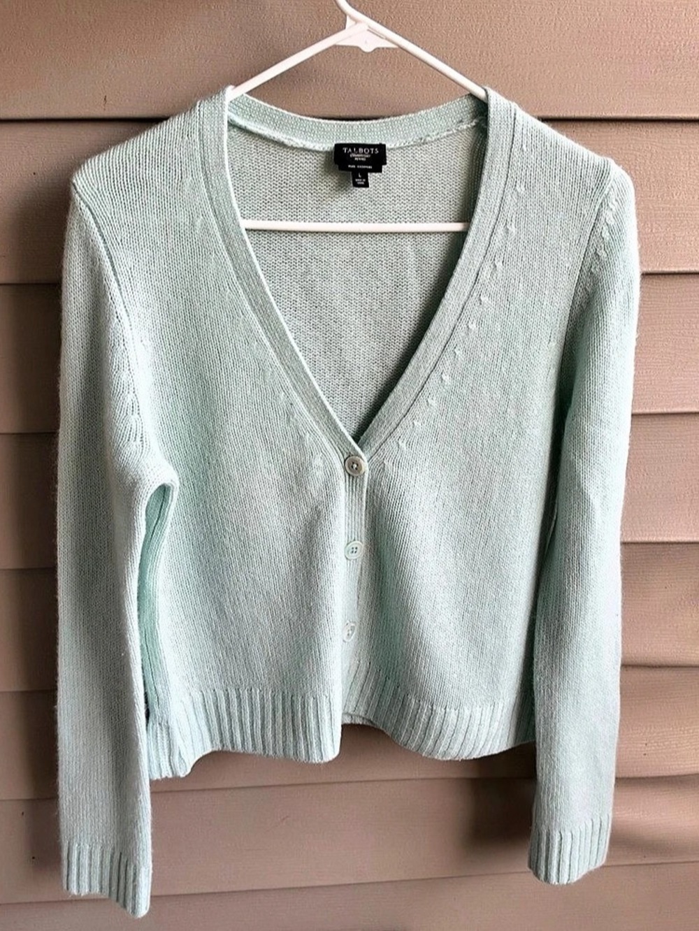 Talbots 100% Cashmere Button Up Long Sleeve Cardigan Sz L Basic Old Money Luxury